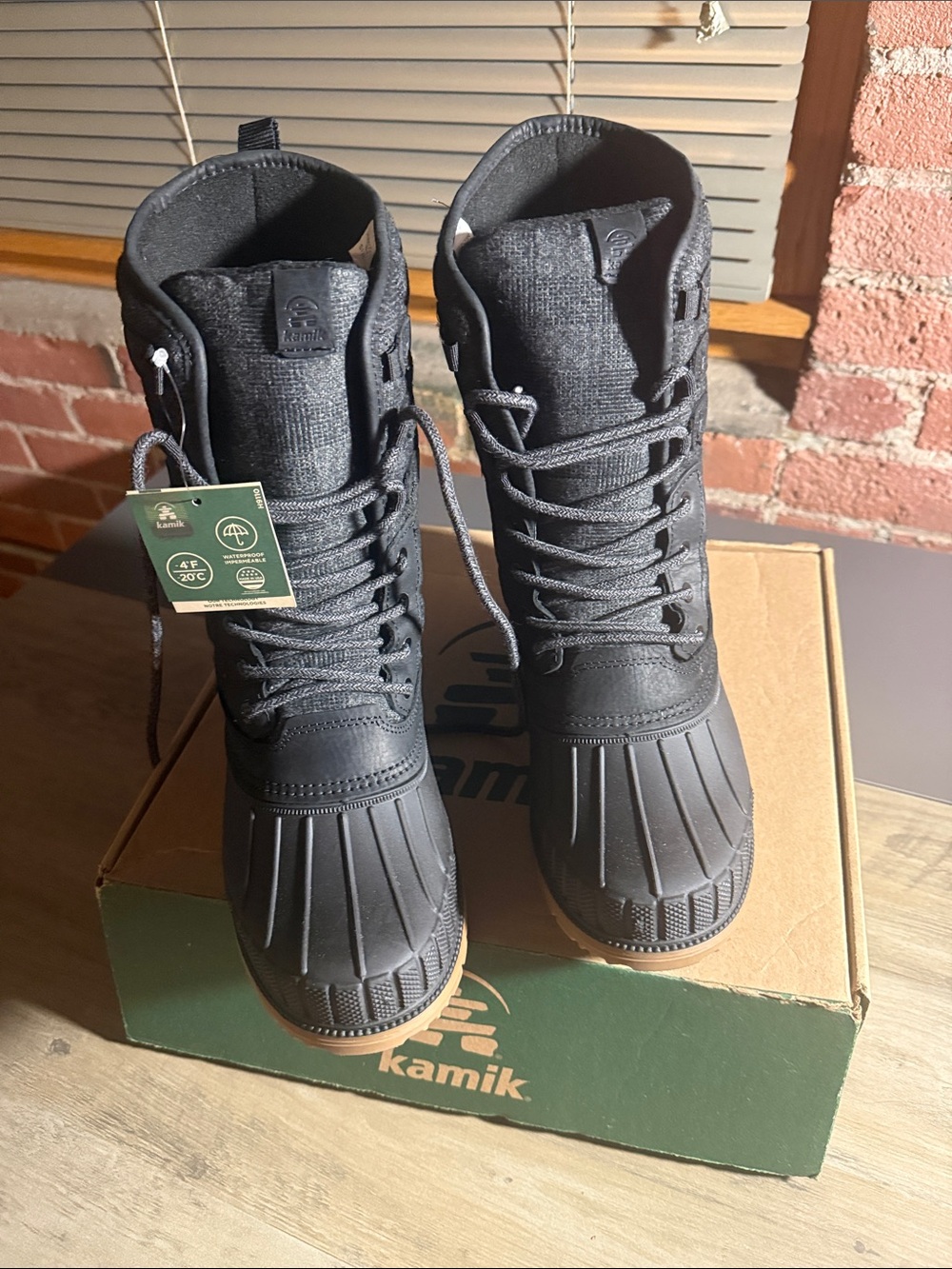 Brand New- Kamik Black and Brown Insulated Lace-Up Winter Boots